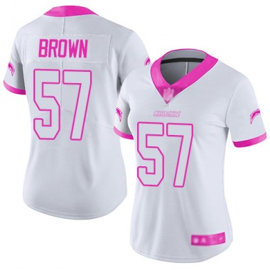Los Angeles Chargers NFL Football Jatavis Brown White Pink Jersey Women Limited  #57 Rush Fashion->los angeles chargers->NFL Jersey